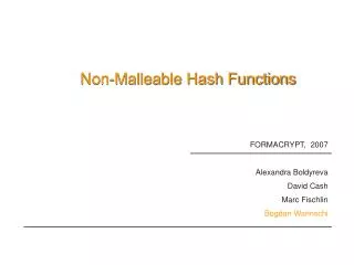 Non-Malleable Hash Functions