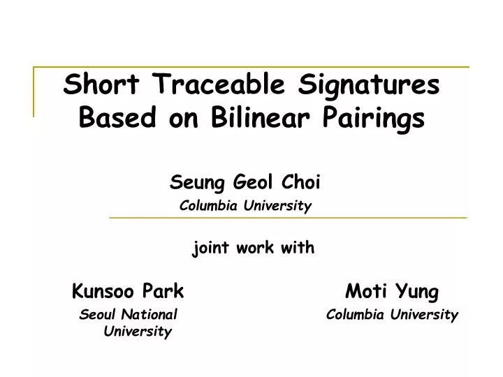 short traceable signatures based on bilinear pairings
