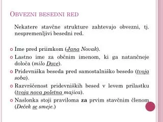 obvezni besedni red