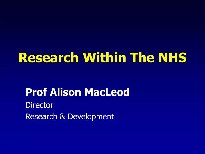 research within the nhs