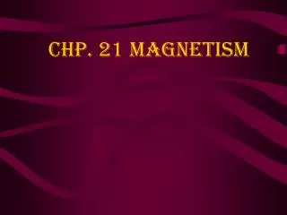 Chp. 21 Magnetism