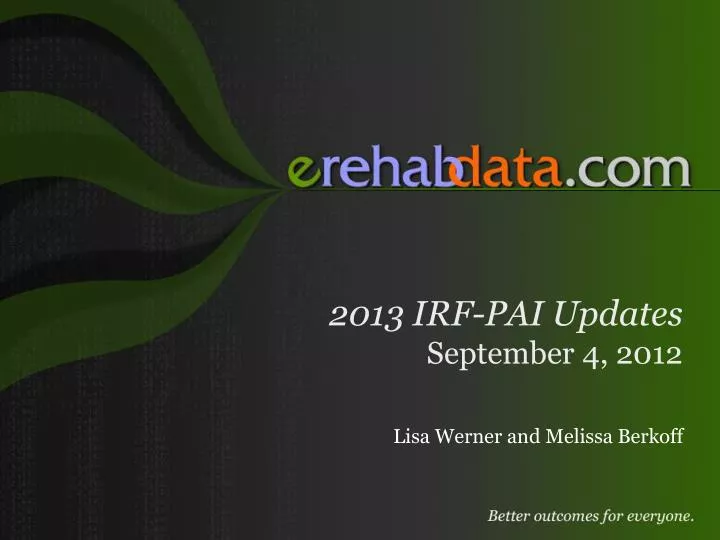 2013 irf pai updates september 4 2012