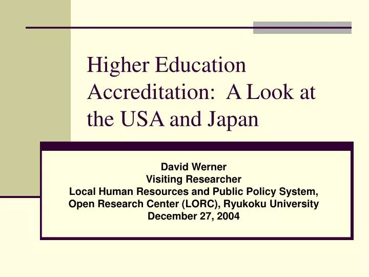 higher education accreditation a look at the usa and japan