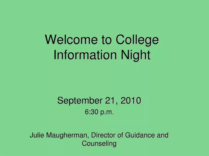 welcome to college information night