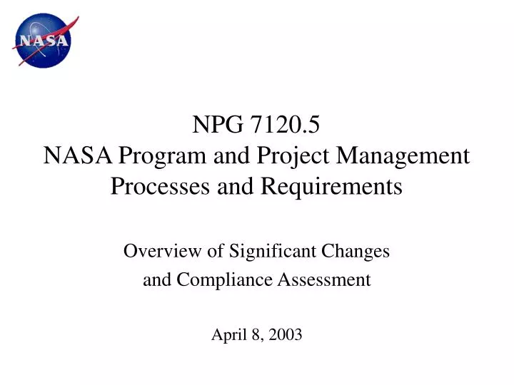 npg 7120 5 nasa program and project management processes and requirements