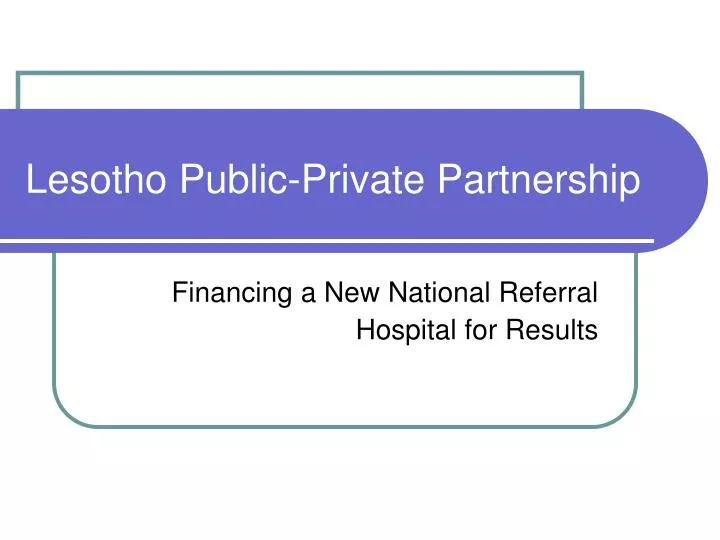 lesotho public private partnership