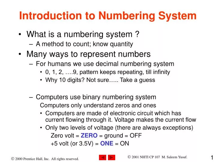 introduction to numbering system