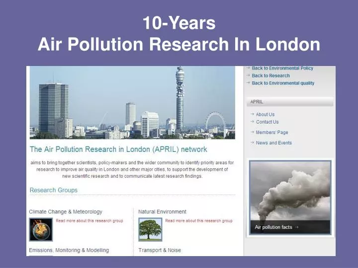 10 years air pollution research in london