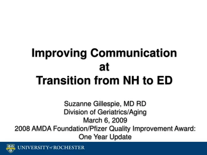 improving communication at transition from nh to ed