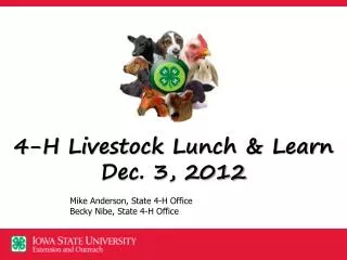 4-H Livestock Lunch &amp; Learn Dec. 3, 2012