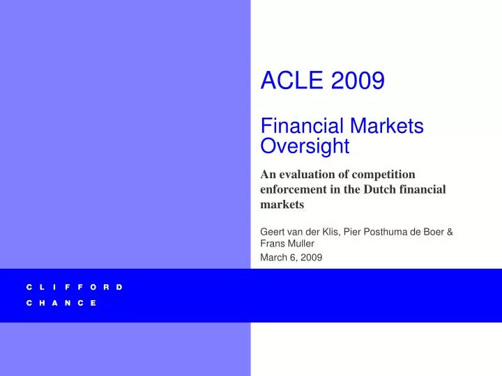 acle 2009 financial markets oversight