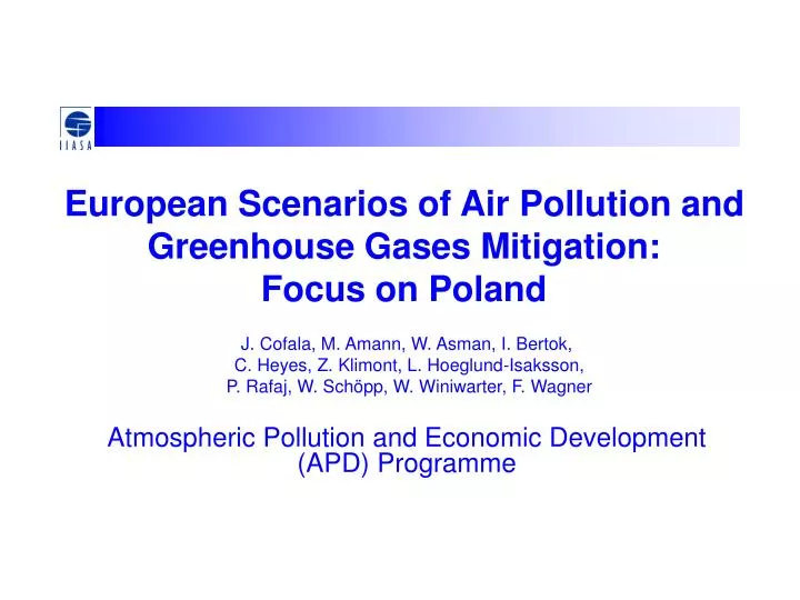 european scenarios of air pollution and greenhouse gases mitigation focus on poland