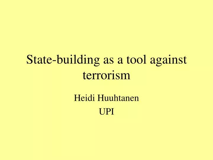 state building as a tool against terrorism