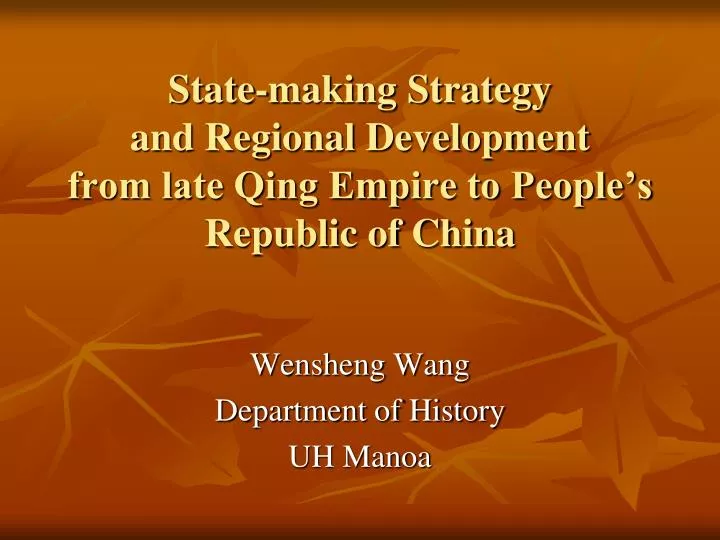 state making strategy and regional development from late qing empire to people s republic of china