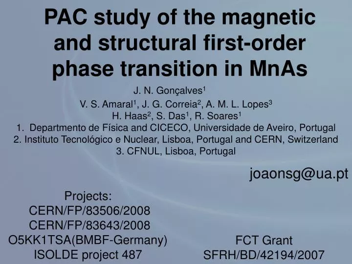 pac study of the magnetic and structural first order phase transition in mnas