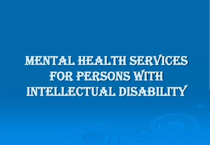 mental health services for persons with intellectual disability