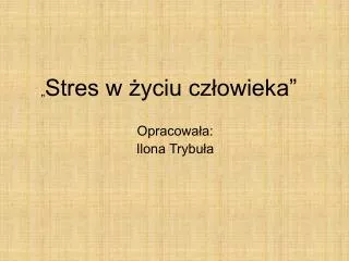 stres w yciu cz owieka