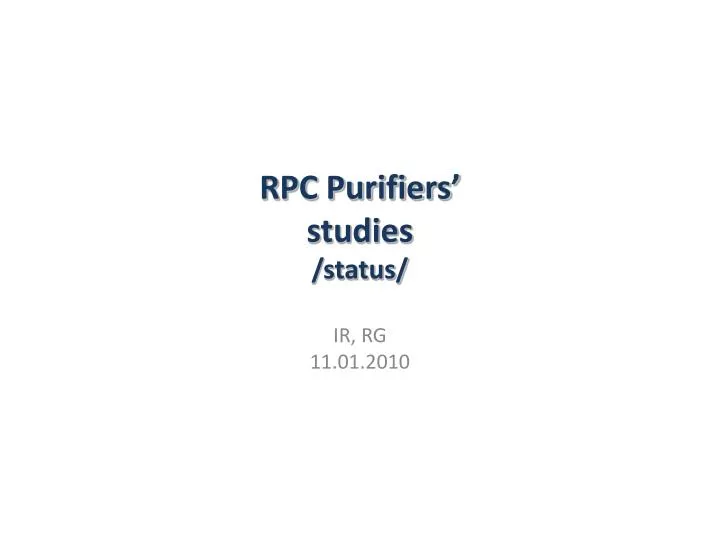 rpc purifiers studies status