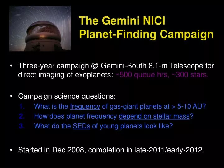 the gemini nici planet finding campaign