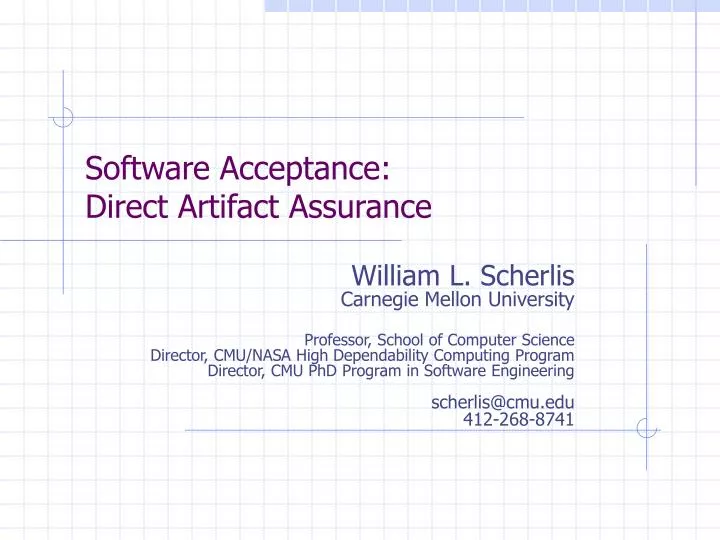 software acceptance direct artifact assurance