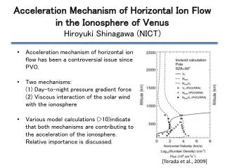 Acceleration Mechanism of Horizontal Ion Flow in the Ionosphere of Venus Hiroyuki Shinagawa (NICT)