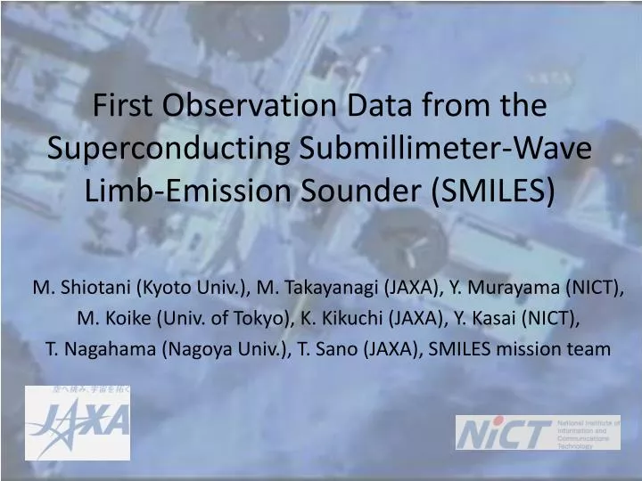 first observation data from the superconducting submillimeter wave limb emission sounder smiles