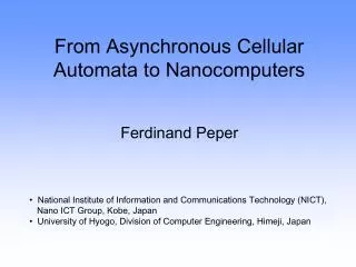 From Asynchronous Cellular Automata to Nanocomputers
