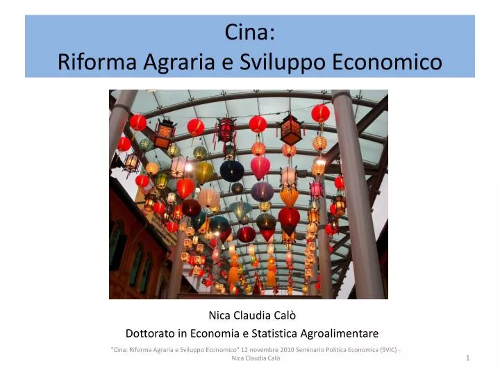 cina riforma agraria e sviluppo economico