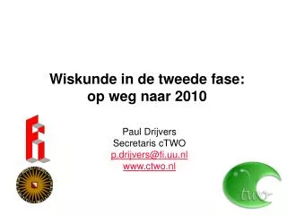 wiskunde in de tweede fase op weg naar 2010