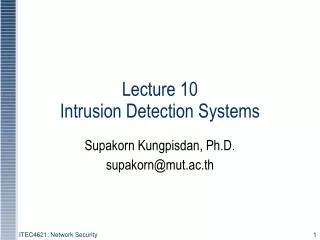Lecture 10 Intrusion Detection Systems