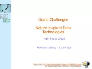 Grand Challenges Nature-inspired Data Technologies
