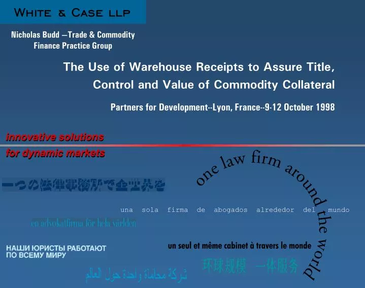 the use of warehouse receipts to assure title control and value of commodity collateral