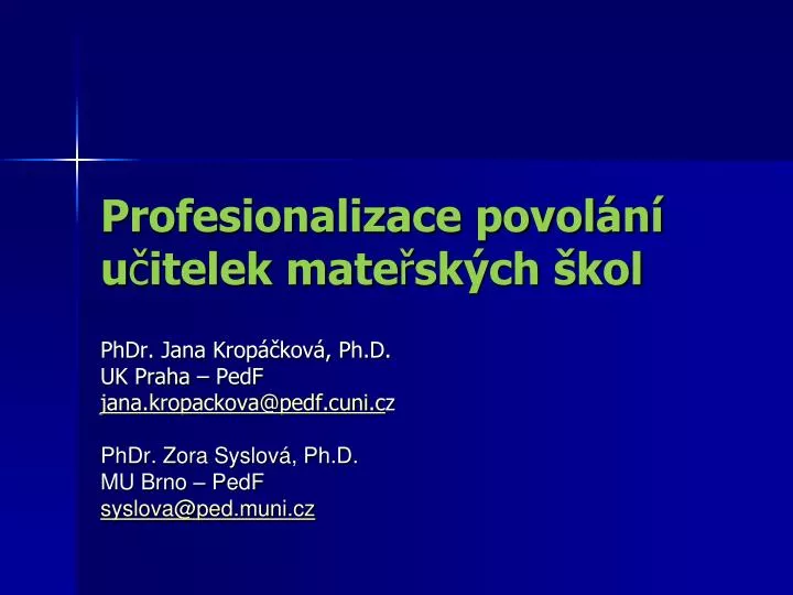 profesionalizace povol n u itelek mate sk ch kol