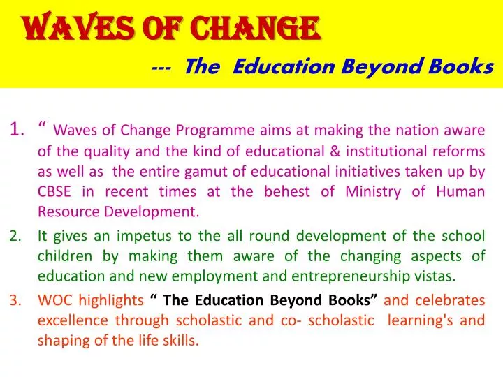 waves of change the education beyond books