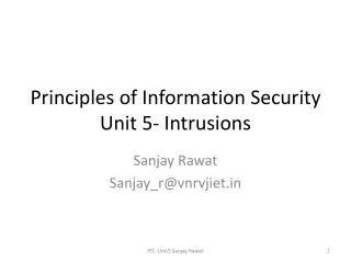 Principles of Information Security Unit 5- Intrusions