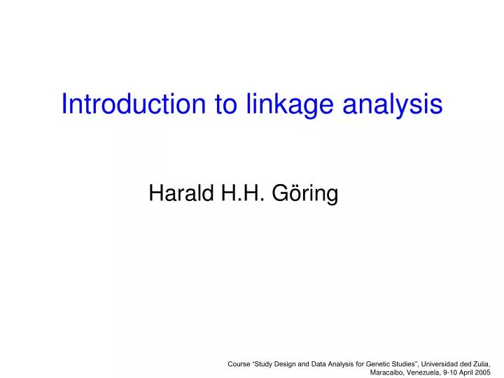 introduction to linkage analysis