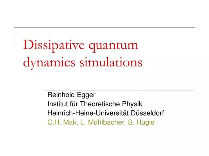 dissipative quantum dynamics simulations