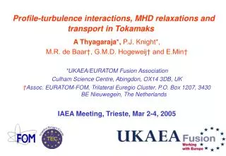 Profile-turbulence interactions, MHD relaxations and transport in Tokamaks