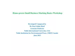 Home-grown Small Business Marking Basics Workshop