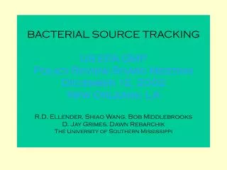 BACTERIAL SOURCE TRACKING