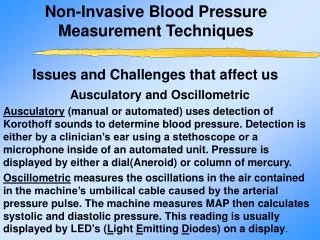 Non-Invasive Blood Pressure Measurement Techniques