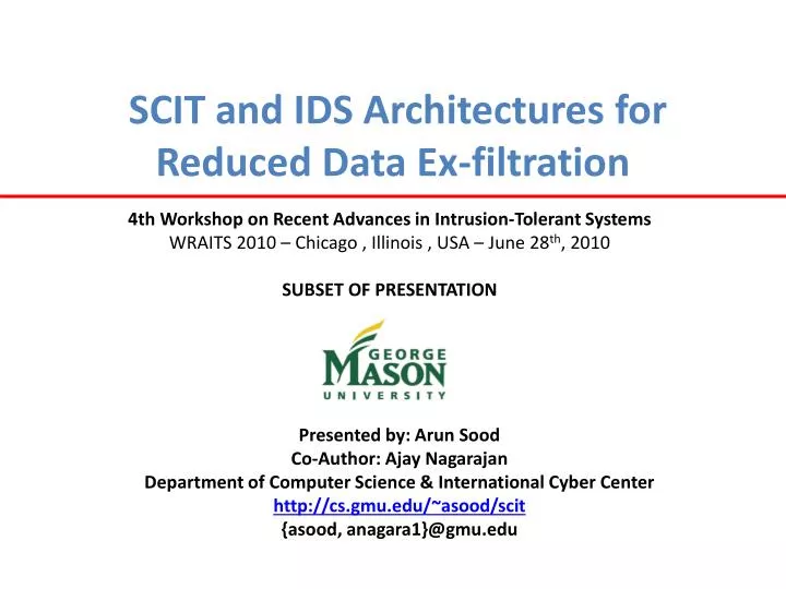 scit and ids architectures for reduced data ex filtration