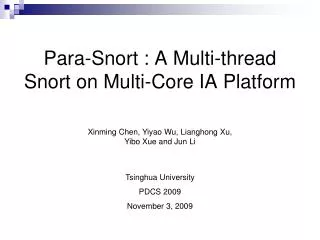 Para-Snort : A Multi-thread Snort on Multi-Core IA Platform