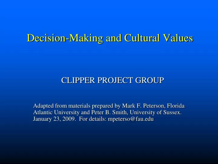 decision making and cultural values