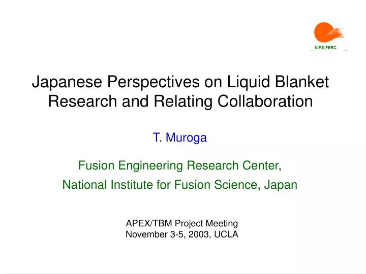 japanese perspectives on liquid blanket research and relating collaboration