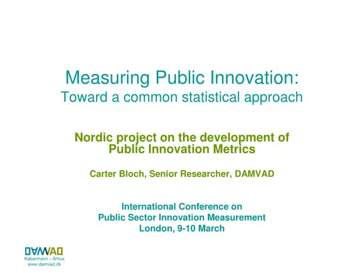 measuring public innovation toward a common statistical approach