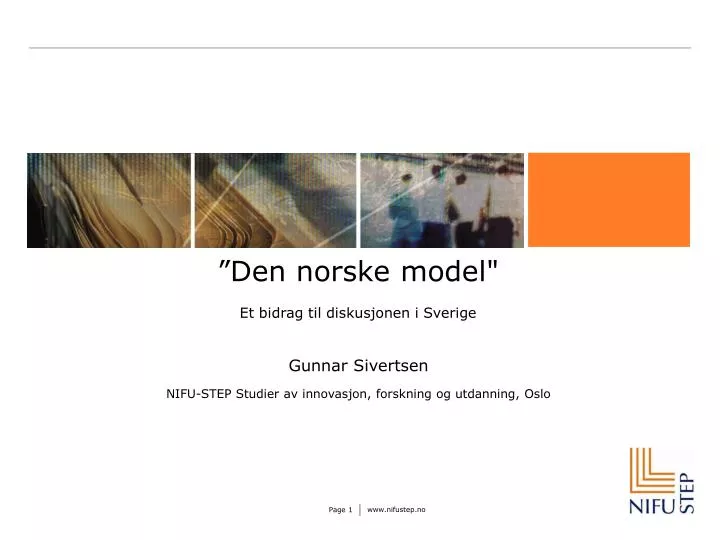 den norske model et bidrag til diskusjonen i sverige