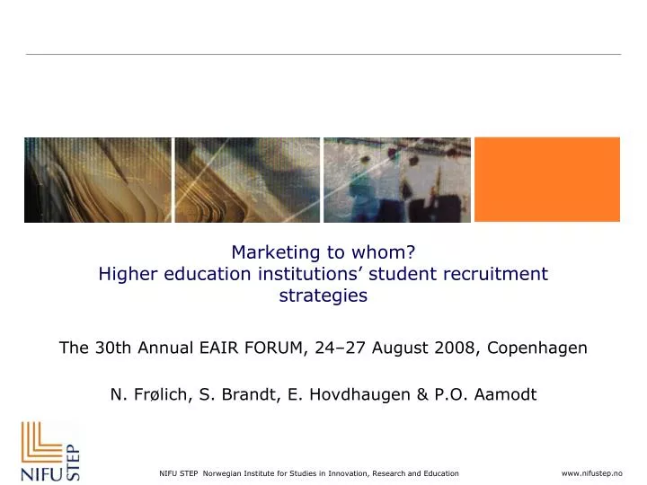 marketing to whom higher education institutions student recruitment strategies