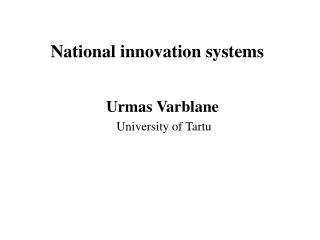 N ational innovation systems