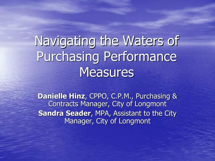 navigating the waters of purchasing performance measures